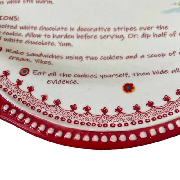 PIONEER WOMAN Cheerful Rose Holiday Cookie Recipe Sharing Plate Platter 12in RED - Picture 7 of 10
